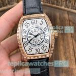 Swiss Copy Franck Muller Secret Hours Silver Dial Diamond Bezel Watch